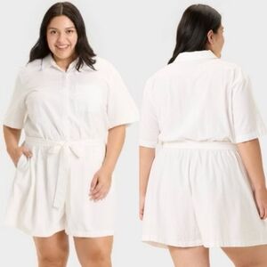 NWT Ava & Viv Plus Size Women's Romper In White Size Women's 3X